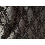 Chenille Damask Fabric, Renaissance Home Decor Upholstery Upholstery, 58 BLACK/SILVER