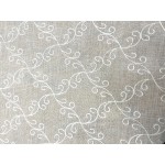 White Floral Sheer Drapery Fabric, Curtain, Linen Fabric sold by The yard 58
